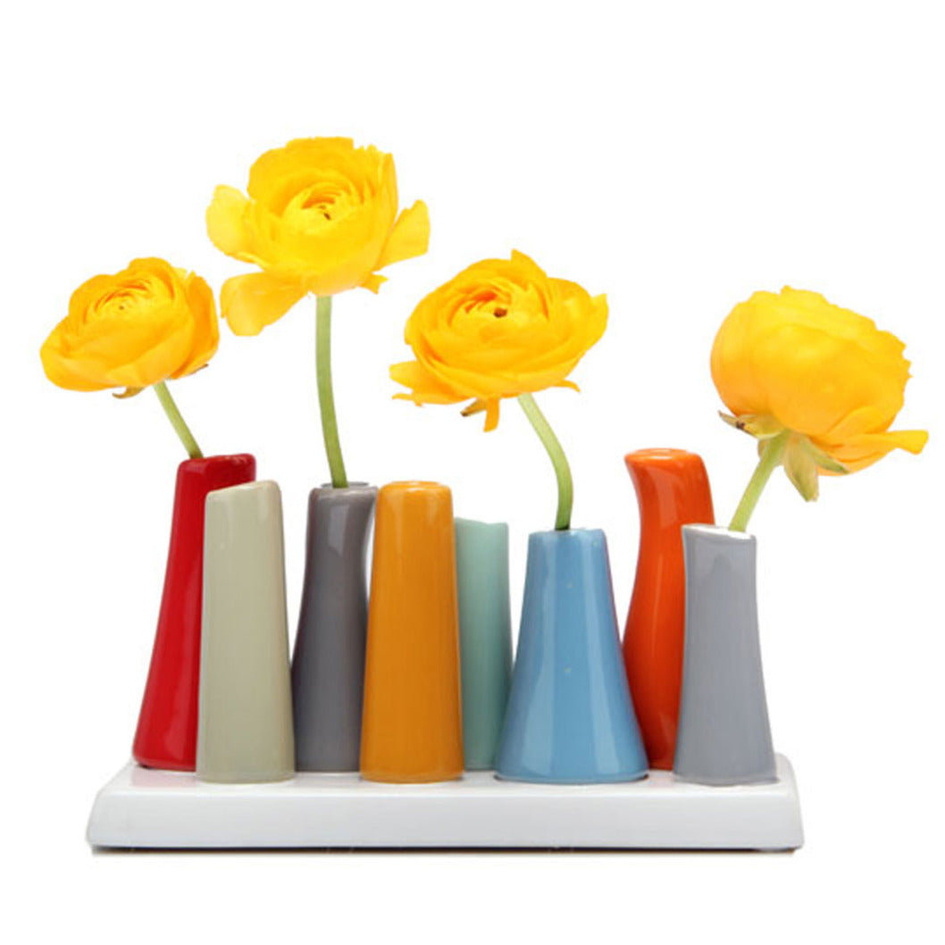 Red Ceramic Tube Bud Vases