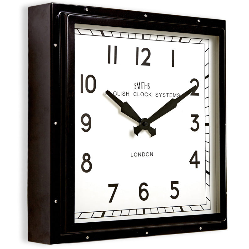 Square Original Smiths Wall Clock In Black