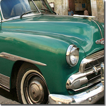 Vintage Green Car Glass Fronted Print