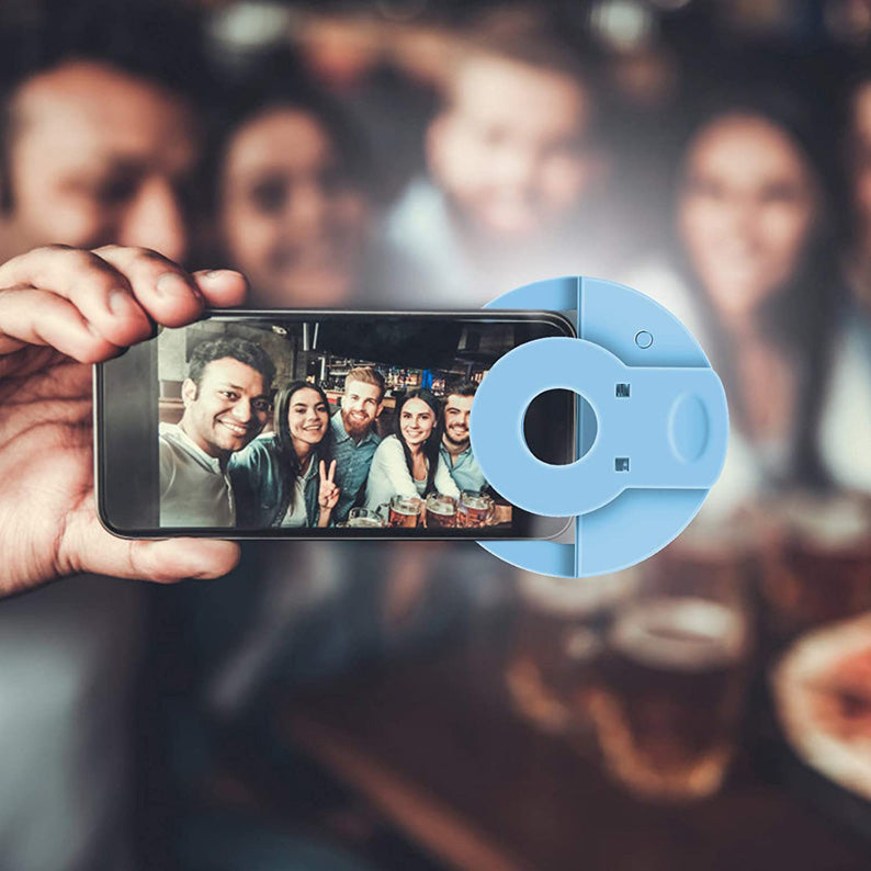 3-Level Brightness Adjustment Clip On Selfie Ring Light In Light Blue