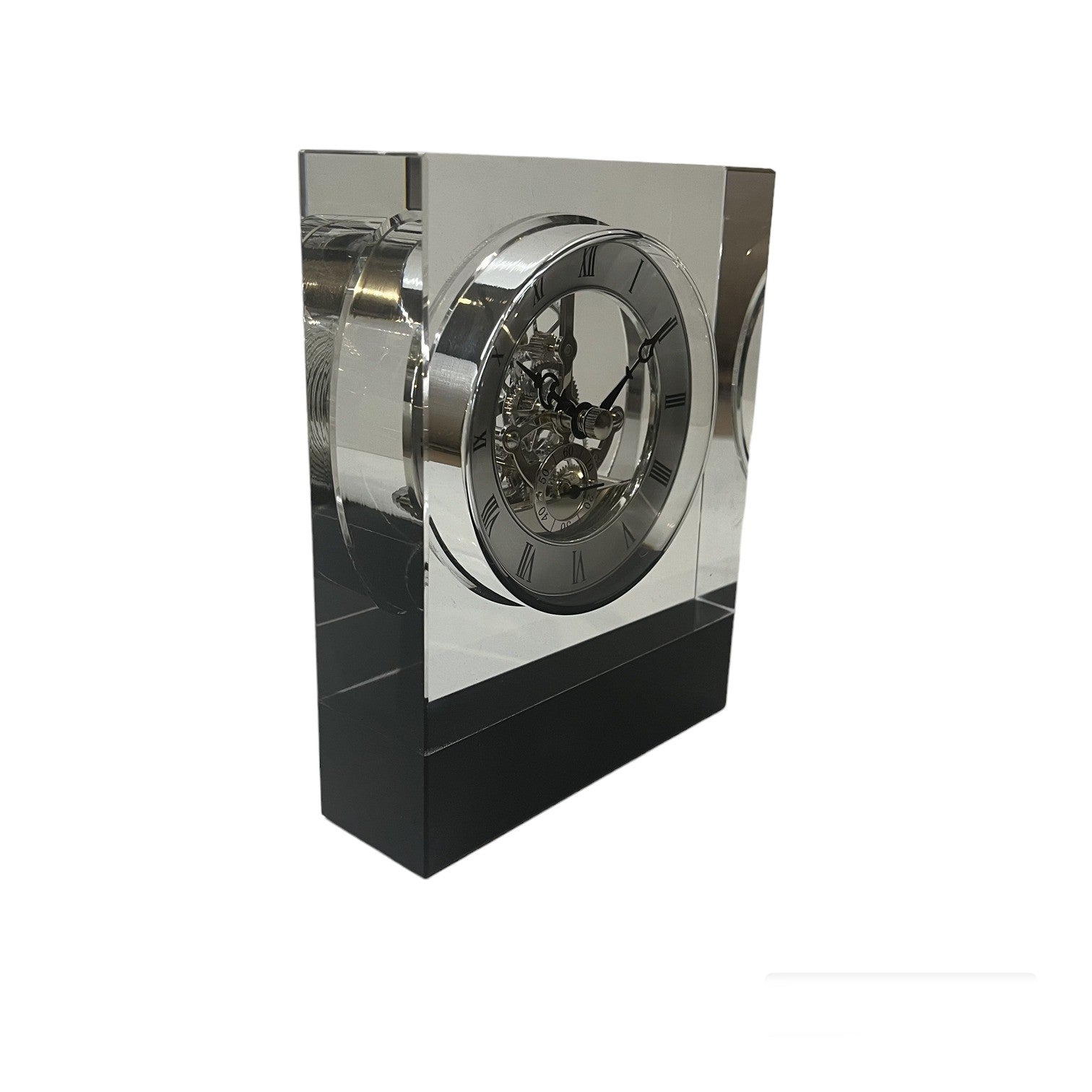 Heavyweight K9 Crystal Skeleton Table Clock