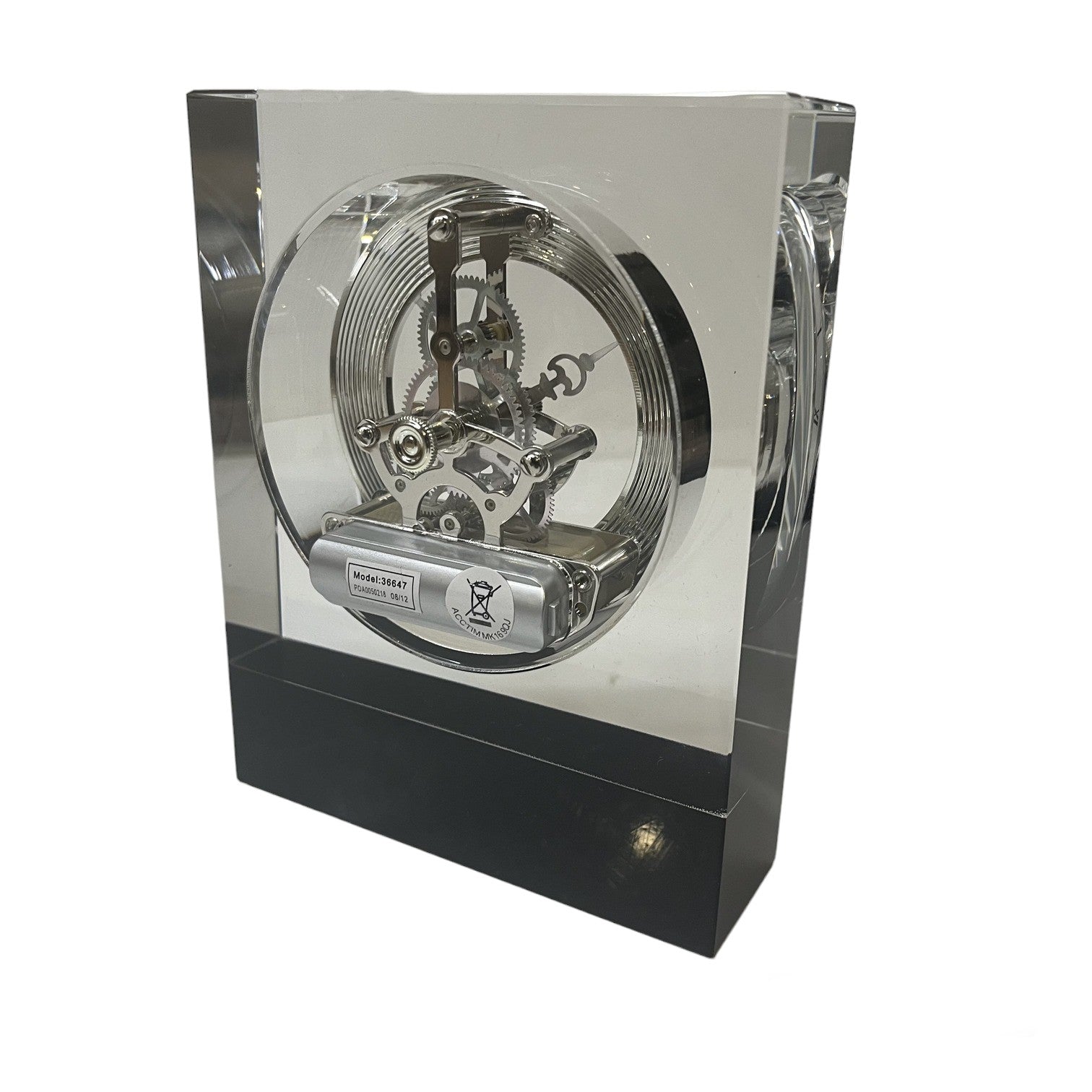 Heavyweight K9 Crystal Skeleton Table Clock