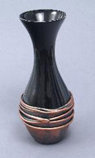 Black Glass Vase With Bronzed Detailing
