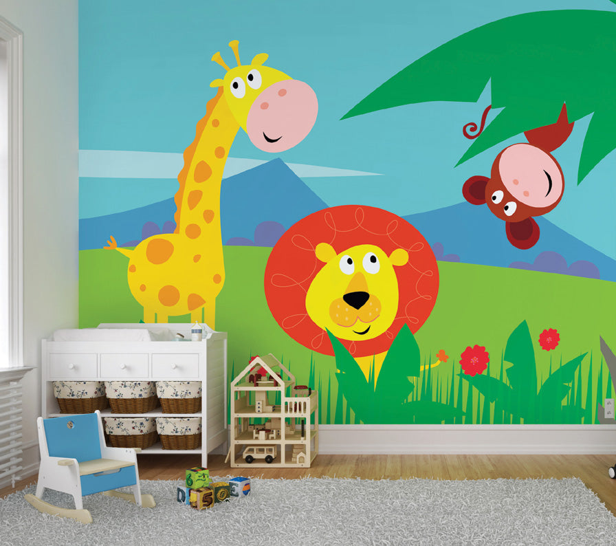 Jungle Animals Childrens Wall Mural