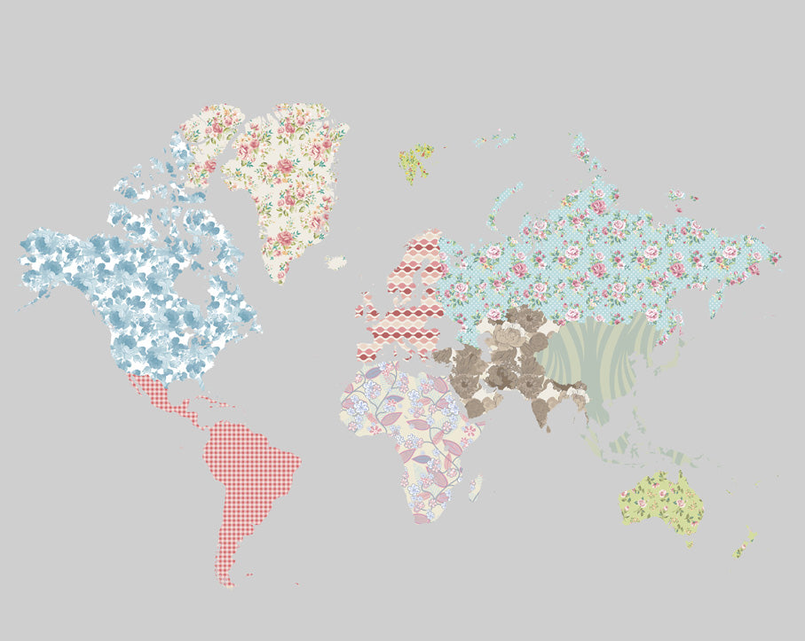 Funky and Ditsy World Map Wall Mural