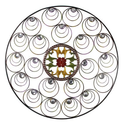 Contemporary Peacock Tail Circles Metal Wall Art