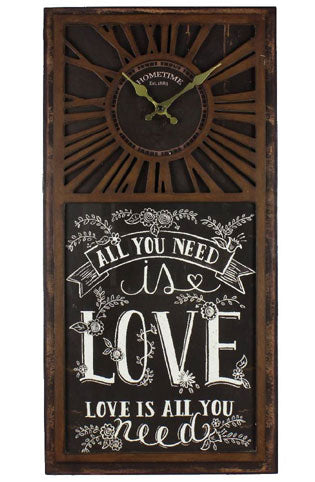 All You Need Is Love Aged Retro Clock