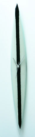 White With Black Stripe Fusion Glass Wall Clock