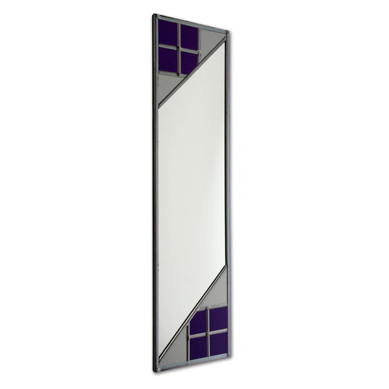Purple Abstract Windows Stained Glass Effect Wall Mirror