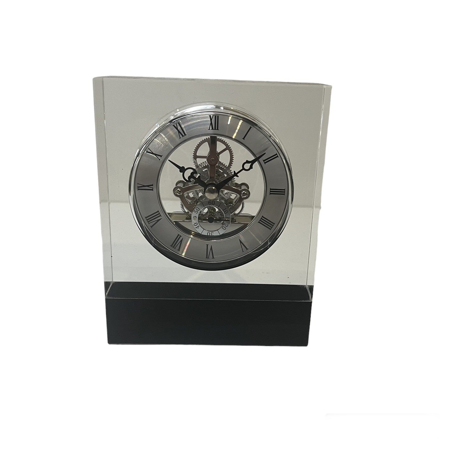Heavyweight K9 Crystal Skeleton Table Clock