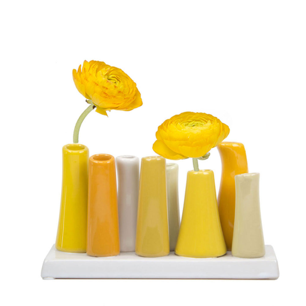 Sunshine Yellow Ceramic Bud Vase Set