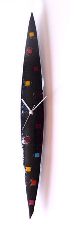 Black With Mixed Squares Fusion Glass Wall Clock