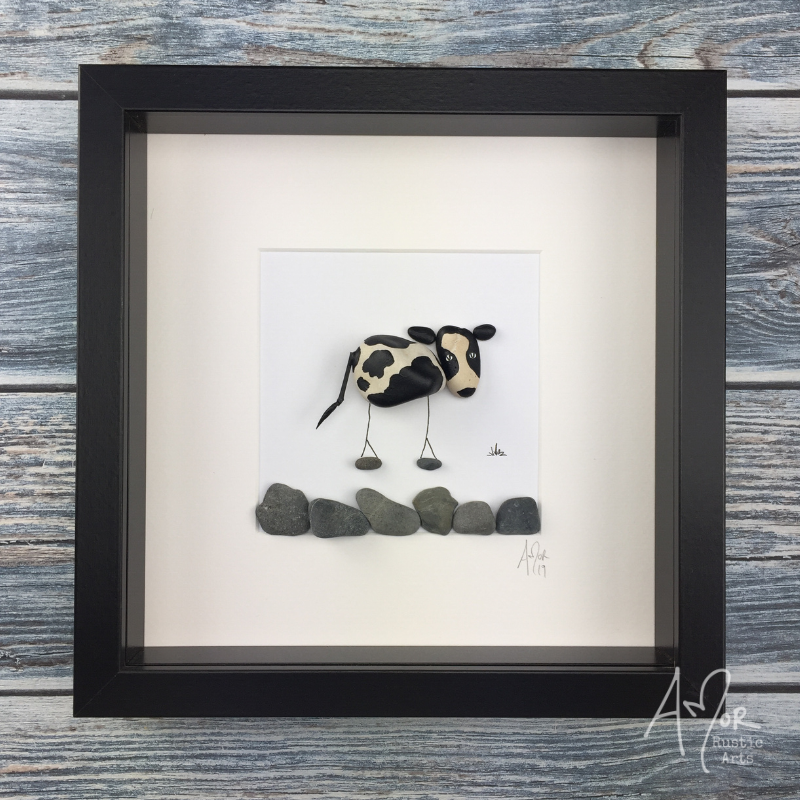 Cute Cow Pebble Wall Art