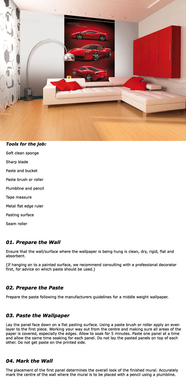 458 Red Ferrari Licensed Art Statement Wall Wallpaper Mural - 5Ft X 7.6Ft!! - Priced To Clear