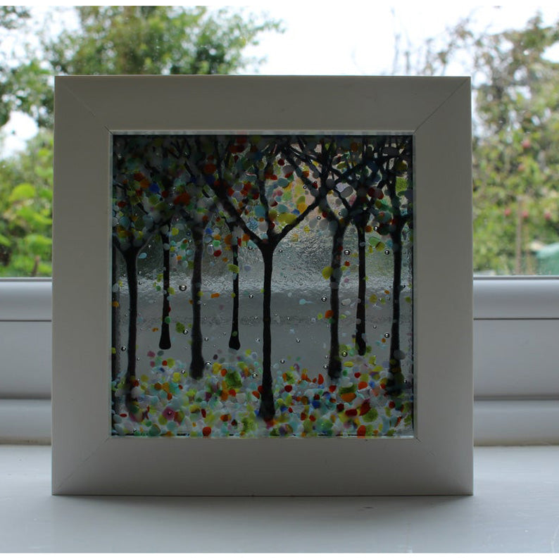 Falling Autumn Leaves Fused Glass Décor