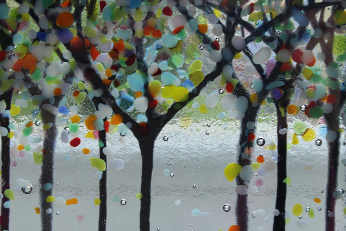 Falling Autumn Leaves Fused Glass Décor