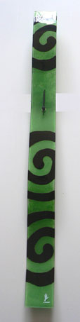 Green and Black Swirls Fusion Glass Wall Clock