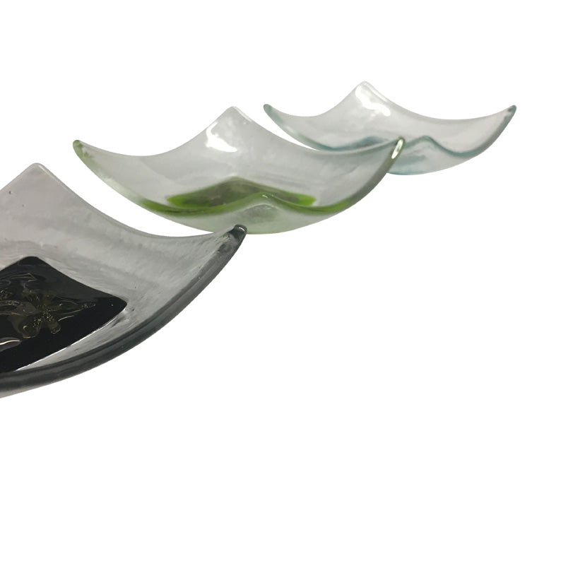 Set Of 3 Fused Glass Trinket Dishes - Large 9X9Cm