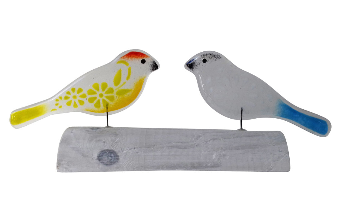 Glass Love Birds On A Branch