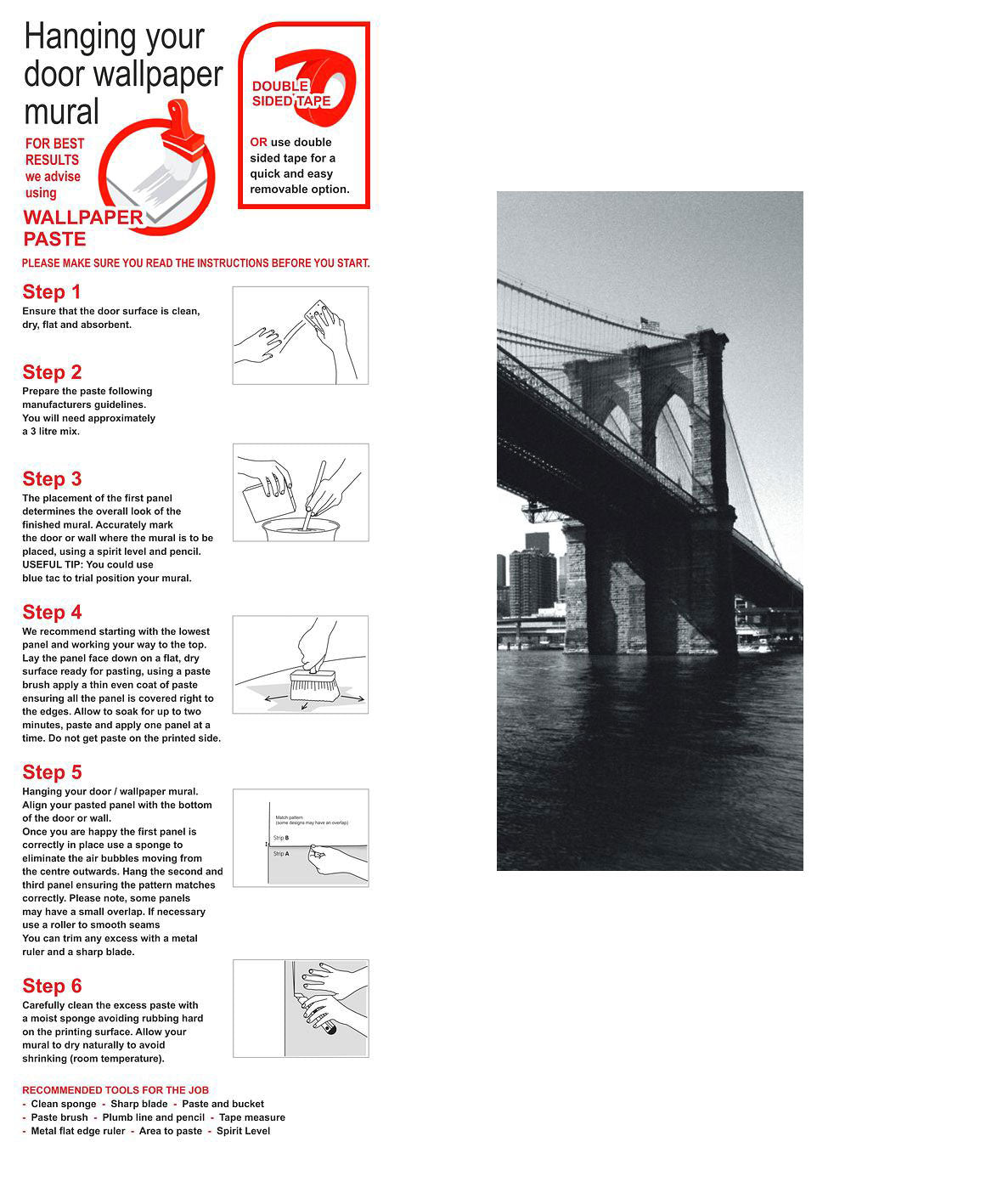 Brooklyn Bridge Statement Door Wallpaper Mural