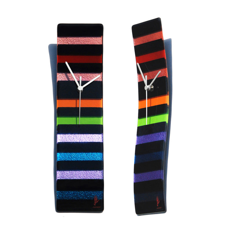 Rainbow Stripe Glass Wall Clock