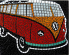 Iconic Orange Camper Mosaic Glass Artwork