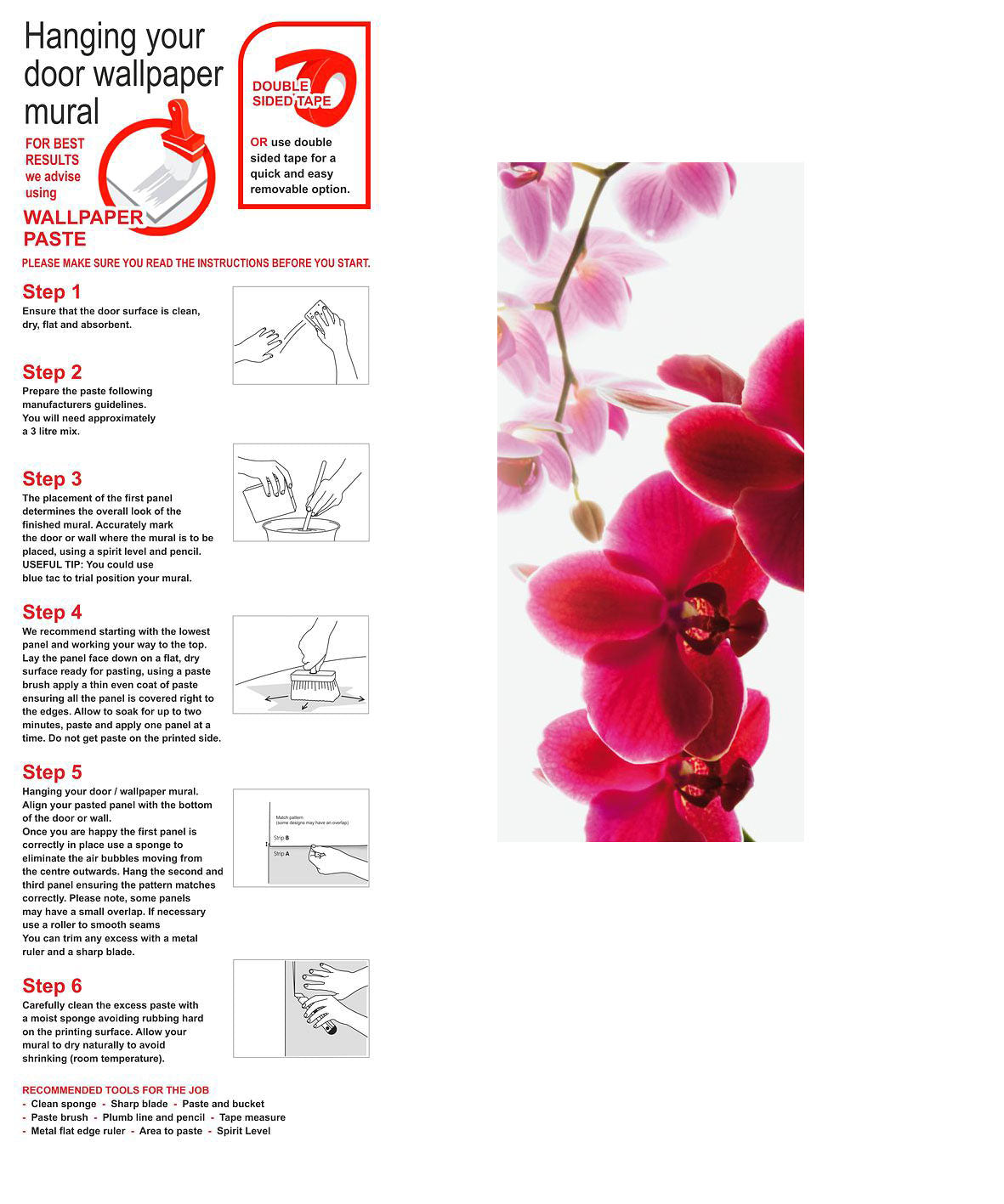 Pink Orchid Statement Door Wallpaper Mural