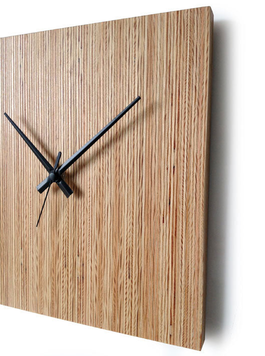 Square Pine Wood Wall Clock