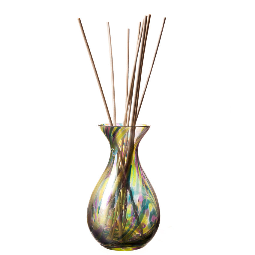Reed Diffuser / Bud Vase In Purple, Teal And Lime Green