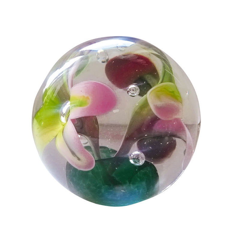Flower Design Glass Ball Paperweight