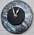 Smaller Lustrous Silver And Blue Round Wall Clock