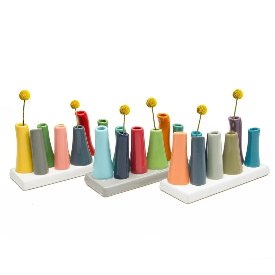 Sunshine Yellow Ceramic Bud Vase Set