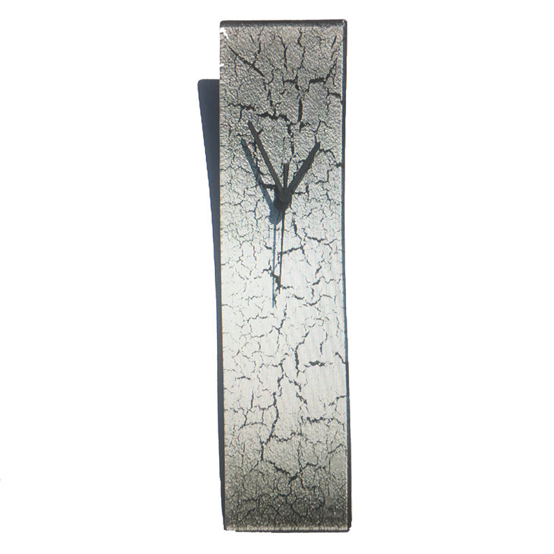 Silver With Black Crackels Glass Wall Clock