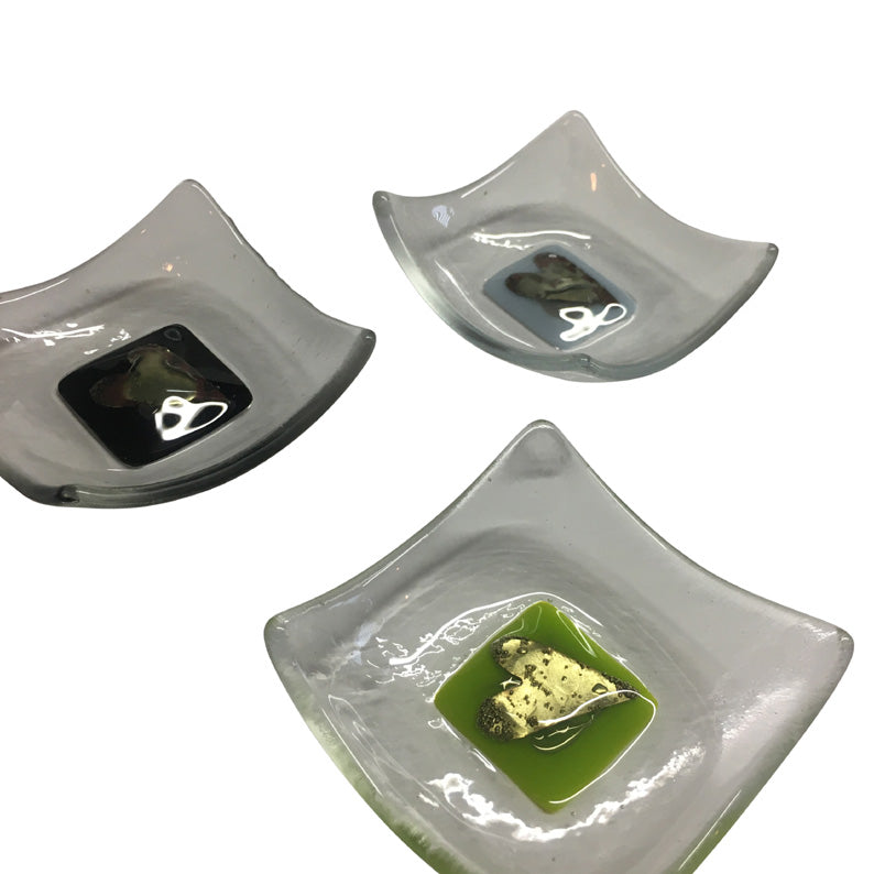 Set Of 3 Fused Glass Trinket Dishes - 7X7Cm