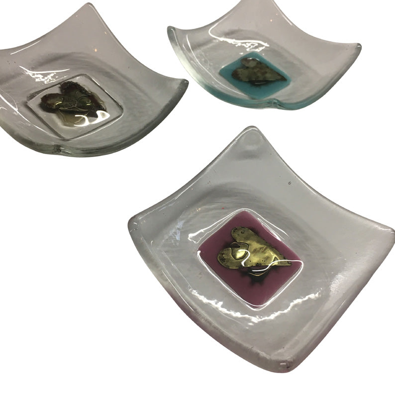 Set Of 3 Fused Glass Trinket Dishes - 7X7Cm