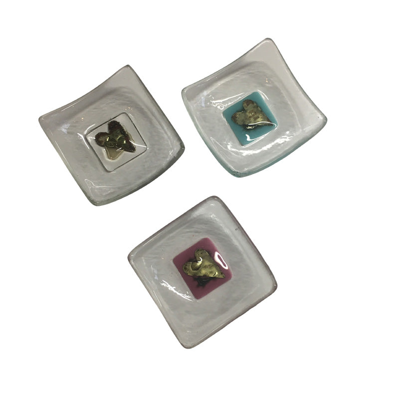 Set Of 3 Fused Glass Trinket Dishes - 7X7Cm