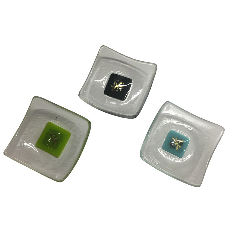 Set Of 3 Fused Glass Trinket Dishes - 7X7Cm