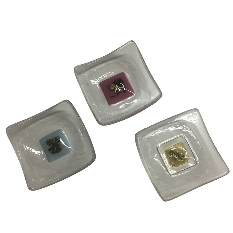 Set Of 3 Fused Glass Trinket Dishes - 7X7Cm