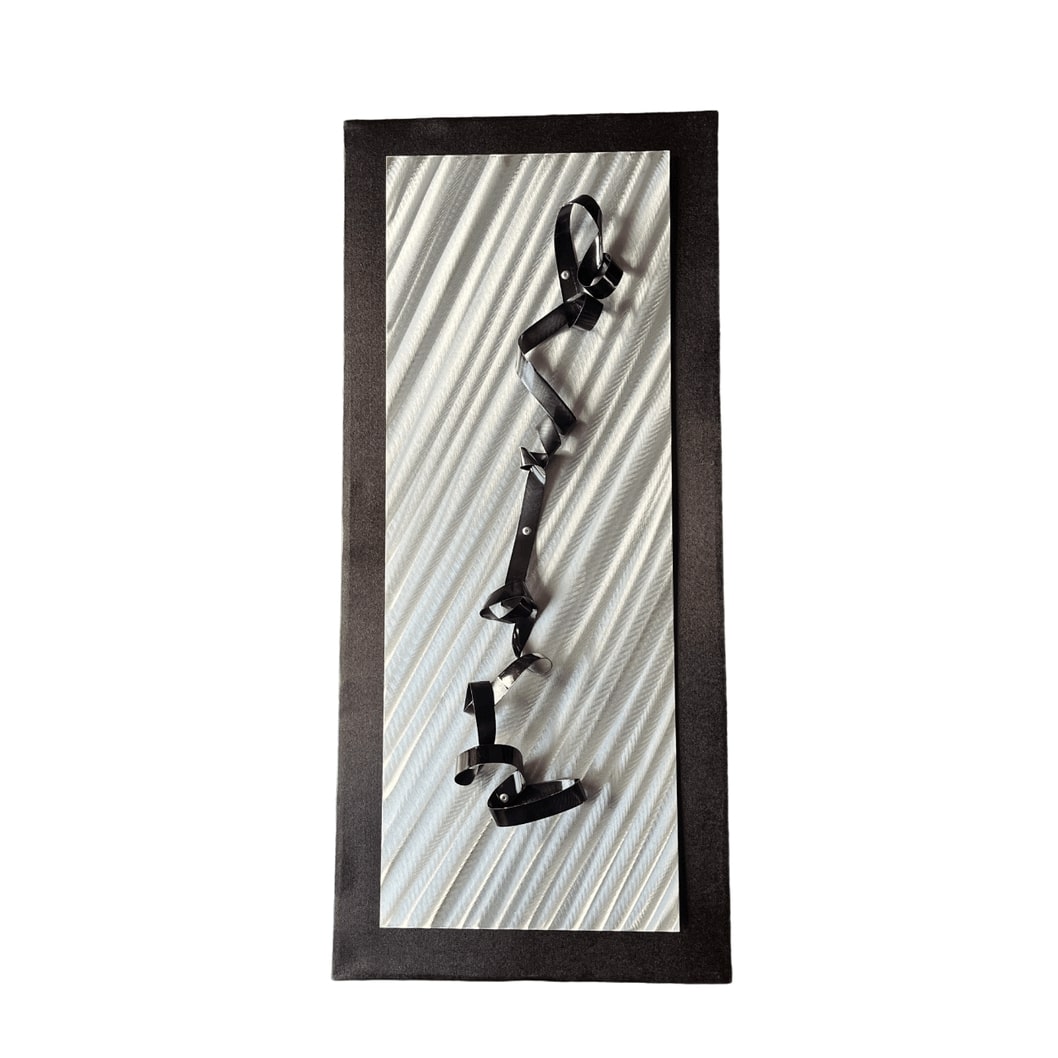 Dramatic Black Swirl Metal Ribbon Wall Art