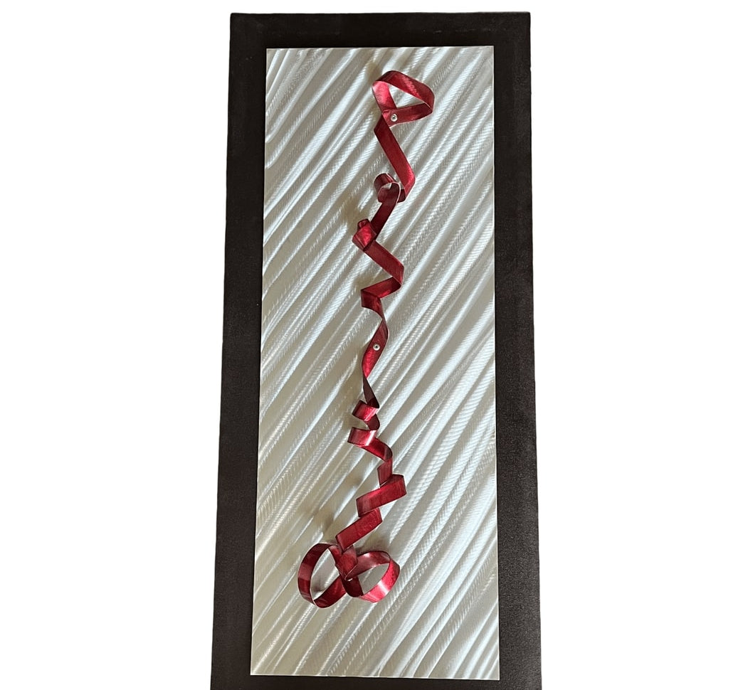 Eye-Catching Metal Red Ribbon Wall Hanging
