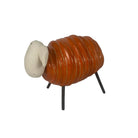 Handcrafted Orange Ceramic Sheared Sheep with Iron Legs