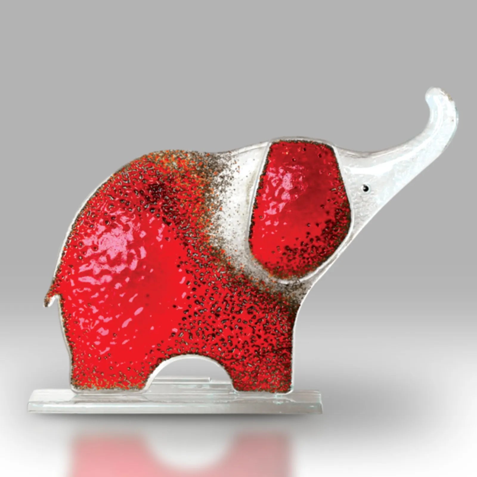 Funky Red Hand Made Glass Elephant