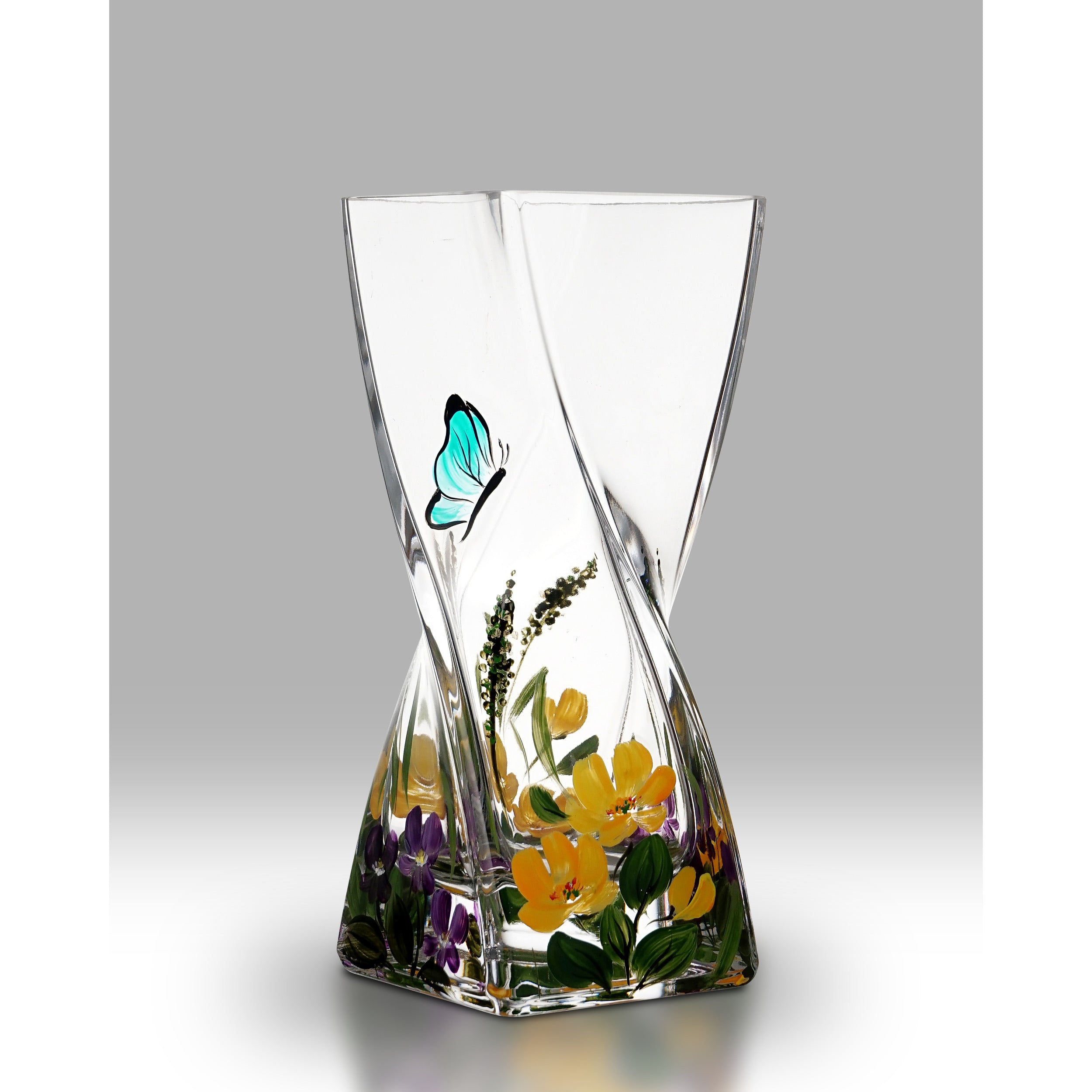 Eye Catching Dancing Butterfly Design Twist Glass Vase