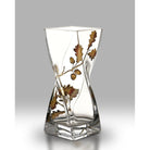 Elegant Gold Oak Leaves Design Twist Glass Vase