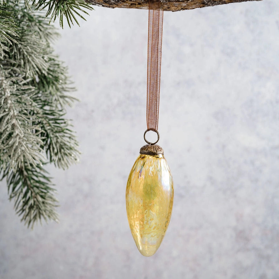 2" Gold Luster Conical Glass Christmas Tree Decoration