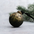 Moss Green Kaitoke Patina Handmade Glass Christmas Bauble