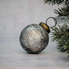 2" Slate Antique Foil Glass Christmas Tree Bauble