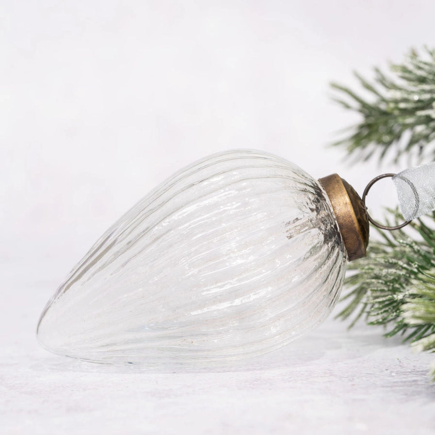 3" Clear Glass Hanging Pinecone Christmas Hanging