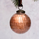 Copper Gold Flush Cut Handmade Glass Christmas Bauble