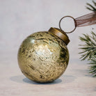 3" Large Gold Antique Foil Glass Christmas Bauble